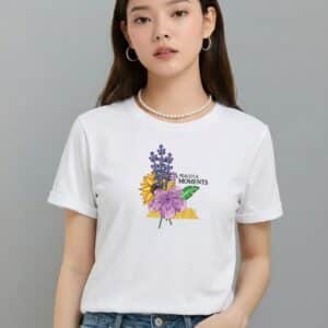 Women Floral Print, Graphic Print, Printed Round Neck Organic Cotton White T-Shirt